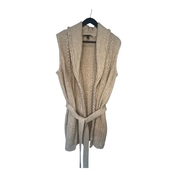 Like New! WHBM Beige Novelty Cable Sweater, Size XL - Picture 5 of 9